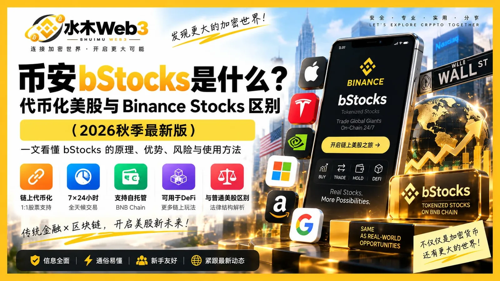 水木Web3-币安代币化美股。bStocks和普通Binance Stocks