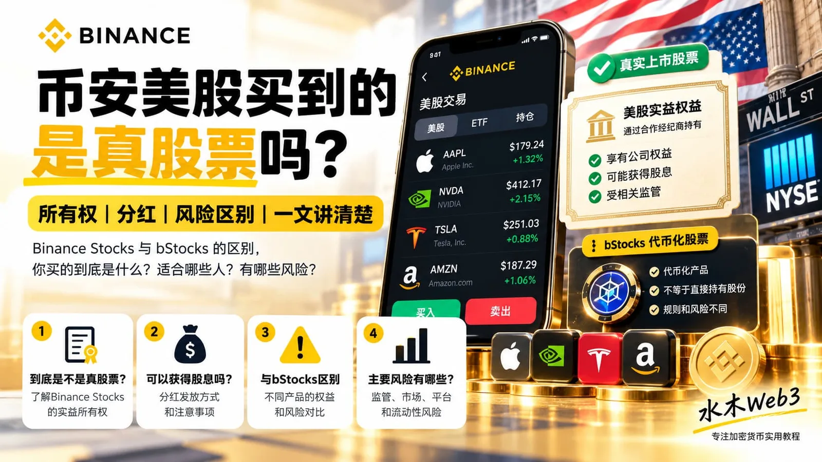 水木Web3-币安美股买到的是真股票吗？所有权、分红与风险区别